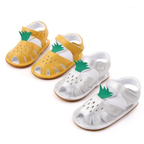 

new design baby summer breathable anti-skid pineapple sandal toddler flat prewalker shoes1, Black;red