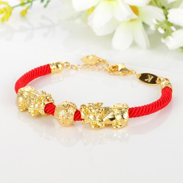 

thailand's new double red rope bracelet double thick red rope bracelet, Silver