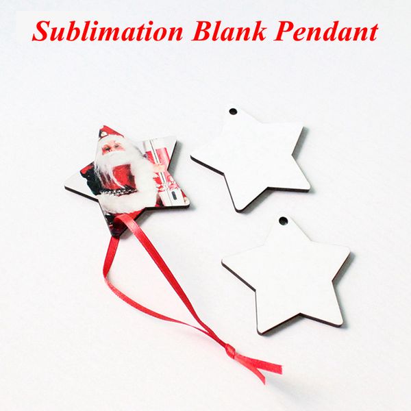 

sublimation blank christmas ornaments diy star shaped pendant handmade xmas tree pendants double sided mdf creative decoration yfa2706