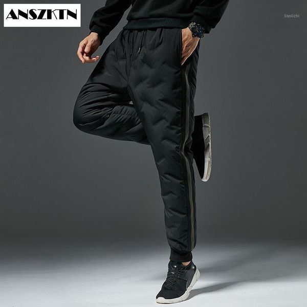 

men winter down pants 90% white duck down pant comfort easy and cool travel pants for men1, Black