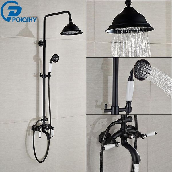 

poiqihy bath shower faucet mixer set dual handle brass rainfall shower system bathroom bath shower mixer tap sliding bar faucet bbyuce