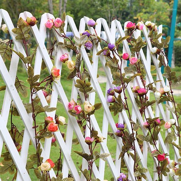 

2pcs hanging garland artificial rose flowers string 2.2m silk flower for wedding home decor european fake plants floral decor1