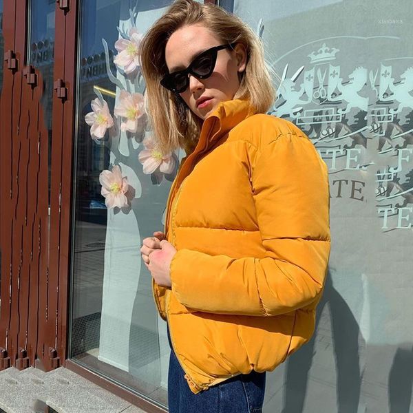 

2019 fashion bubble thick coat solid standard collar autumn cotton padded short jacket casual plus size overcoat jacket parkas1, Black