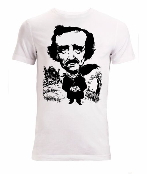 

new summer men fashion edgar allan poe famous writer black artwork men's t shirt white tee shirt sport hooded sweatshirt hoodie