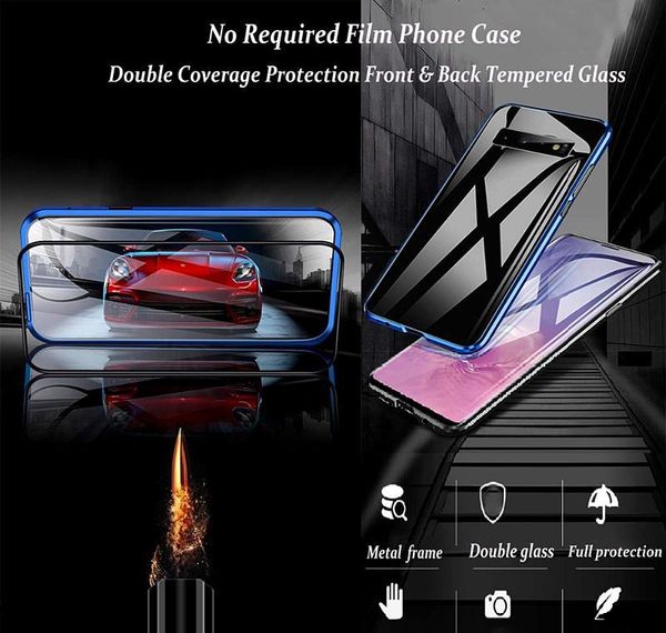 

360 magnetic metal adsorption phone case for samsung s20 plus case galaxy s8 s10 plus double side glass full bbyzrn packing2010