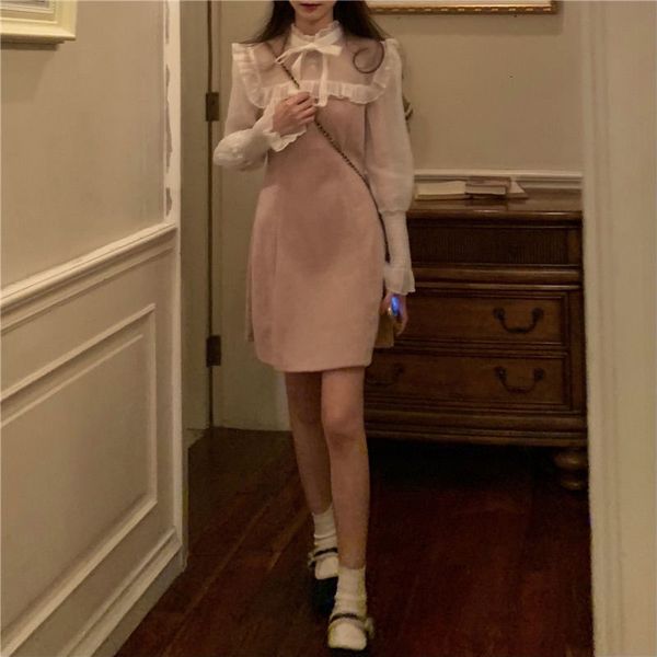 

new spring kawaii elegant bandage patchwork mini casual japanese style streetwear korean women 2021 6y98, Black;gray