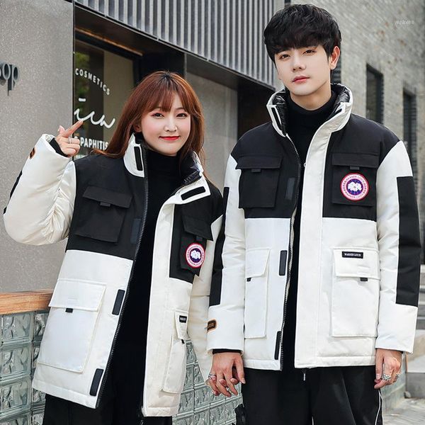 

2020 new men qiu dong da mao.the collar couples tooling brief paragraph more households with velvet coat down jacket1, Black