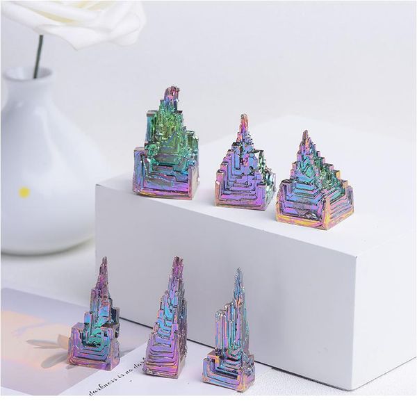 

100% natural metal quartz pyramid bismuth ore quartz gemstone reiki healing stone home decoration raw jllray, Black