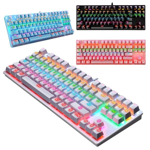 

k550 87 keys usb wired rgb backlight blue switch gaming mechanical keyboard