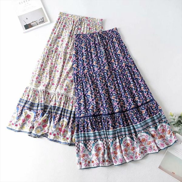 

women maxi skirt bohemian lace casual beach 2020 summer boho hippie long women skirt falda mujer moda jupe beach party wear, Black