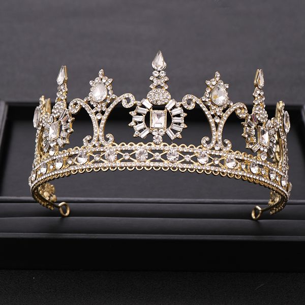 

luxuriou vintage золото цвет барокко кристалл королев свадьба корона для ювелирных изделий свадебных аксессуаров для волос головного убора м, Golden;silver