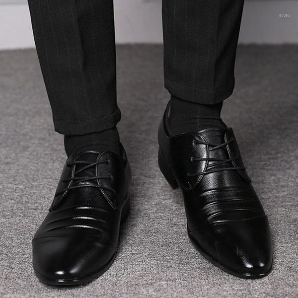

dress shoes 2021 men's business british lace up extra size 38-47 soft leather man comfortable shoes#1, Black