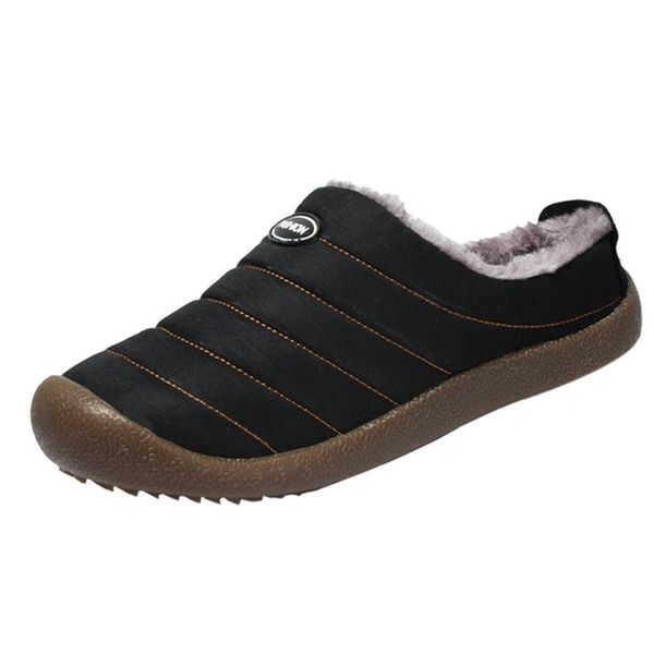 

wenyujh winter men shoes plush men slipper fleece warm fur thicken cotton-padded home slipper indoor flat shoe big size footwear y200107, Black
