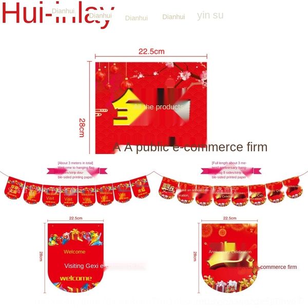 

iej0y new anniversary celebration flag pull shopping supermarket celebration flag hanging ornaments mall hanging activity layout store ornam