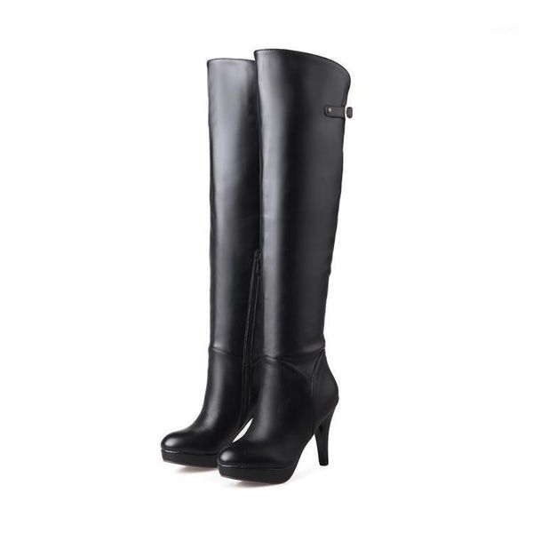 

2020 new knee boots thin side zipper pure color boots waterproof table custom size code.31 32 33 40 41 42 43 44 45 461, Black