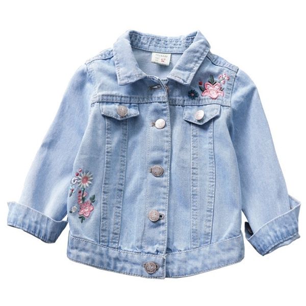2020 Sonbahar Çocuk Giysileri Kıyafetler Nakış Denim Kızlar Ceket Çocuklar için Kot Ceket Ands Mont Bebek Kız Giyim LJ201126
