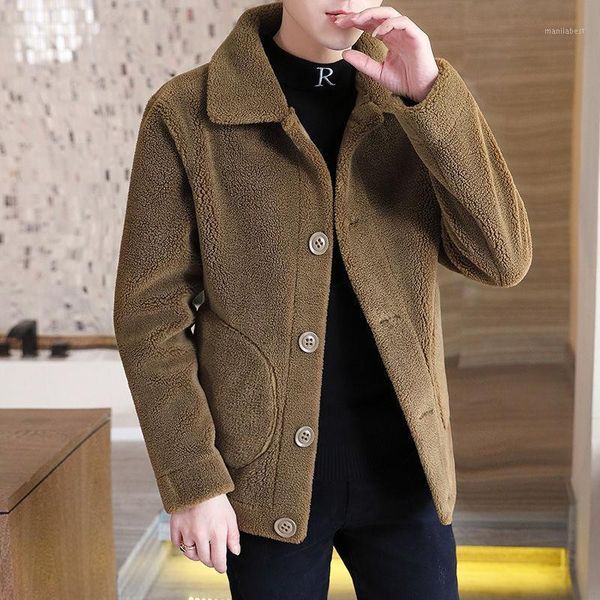 

2020 autumn and winter new youth fashion loose solid color fur one-sided double-sided lamb wool coat fashionable casual, Black