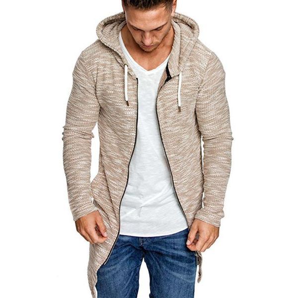 

fashion men splicing hooded solid trench coat jacket cardigan long sleeve outwear hoodies blouse jacket men jackets male winter, Black;brown