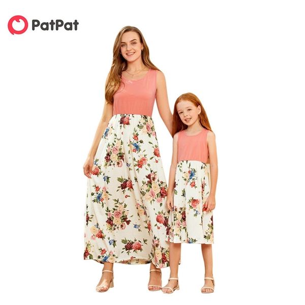 

patpat new summer printed vest matching dresses matching outfits mommy and me dresses y200713, Blue