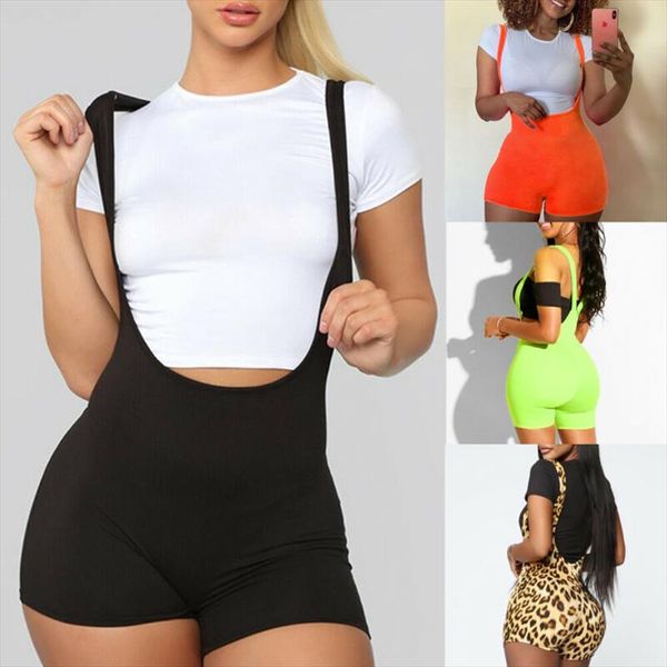 

new fashion women spandex bib shorts summer casual rompers trousers, White;black