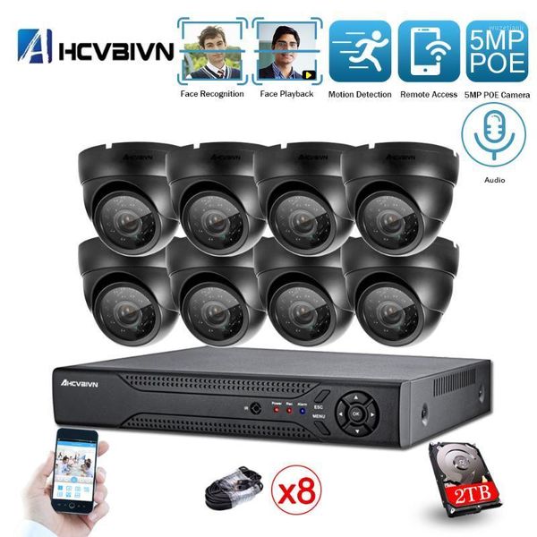 

ahcvbivn ai face-recording detection h.265 8ch 5.0mp poe ip camera system outdoor ir-cut cctv video surveillance recorder kit1
