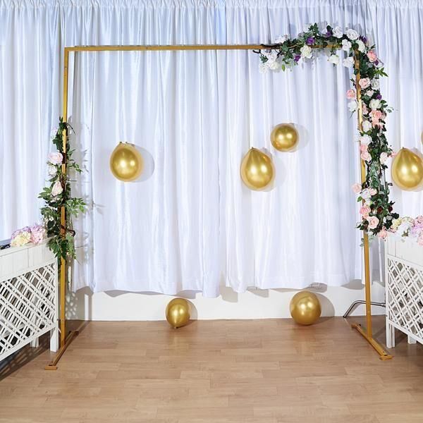 

8ft x 8ft gold metal wedding arch, p booth / ceremony backdrop stand
