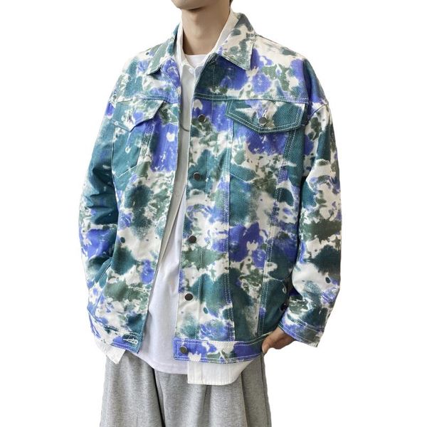 

autumn spring men casual jackets camos print hip hop male leisure denim coats fashion streetwear clothing, Black;brown