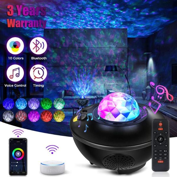 

new galaxy projector light sky star ocean wave projection bluetooth speaker voice control christmas projector light