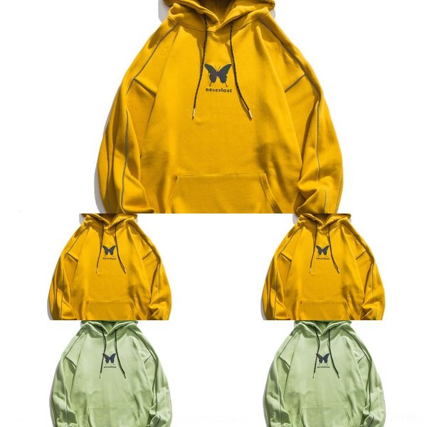 

ylxrj not vulgar autumn hooded sweater ins print autumn hip sweaterbutterfly sweaterhop new man not vulgar fashion hooded sweater ins new fa, Black