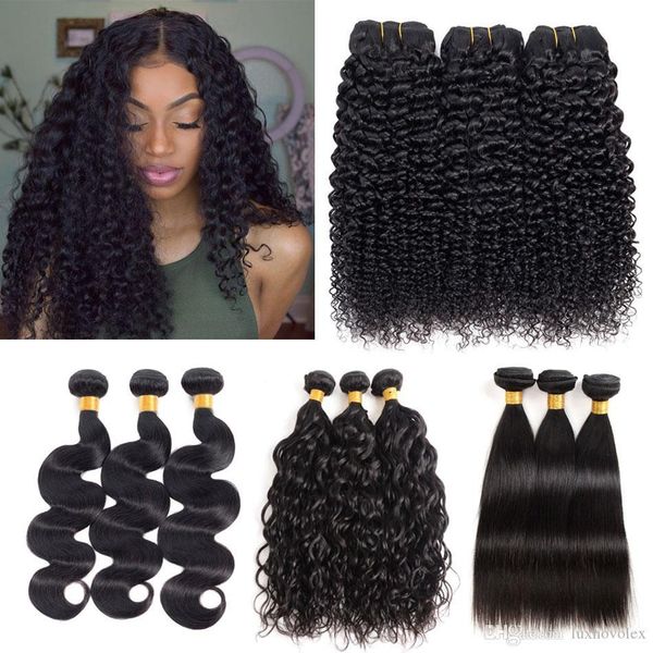 

8a brazilian virgin hair bundles body wave straight water wave deep wave kinky curly human hair peruvian malaysian hair weave bundles cheap, Black