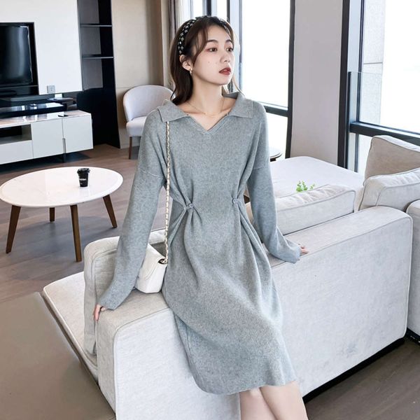

go sweater drs materni autumn winter 2020 out new fashion spicy mom age reducing and thin knitting bottom coat, White