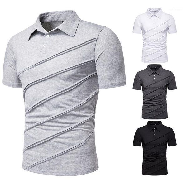 

cross-border special for new fashion basic men's pleated stitching short sleeve polot shirt d111, White;black