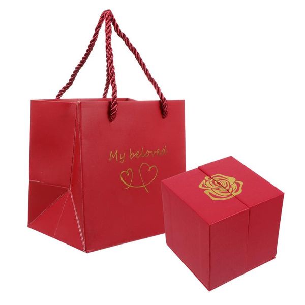 

gift wrap 1 set metal rose lifting jewelry box valentine's day necklace case