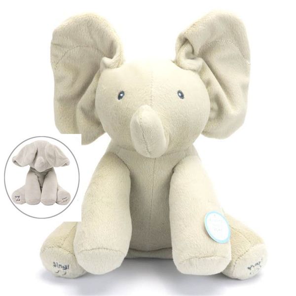 30 cm Peekaboo Elefant Spielzeug Ohren bewegen Musik Baby Tier Versteckspiel Katze beruhigende Puppe Elefant Hund Kaninchen Plüschtier LJ200902