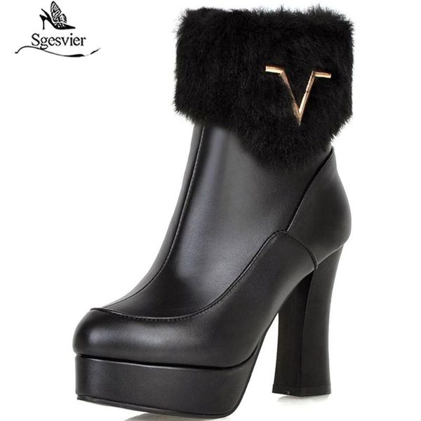 

boots sgesvier 2021 autumn women ankle square high heel round toe zipper design motorcycle size 33-43 g656, Black