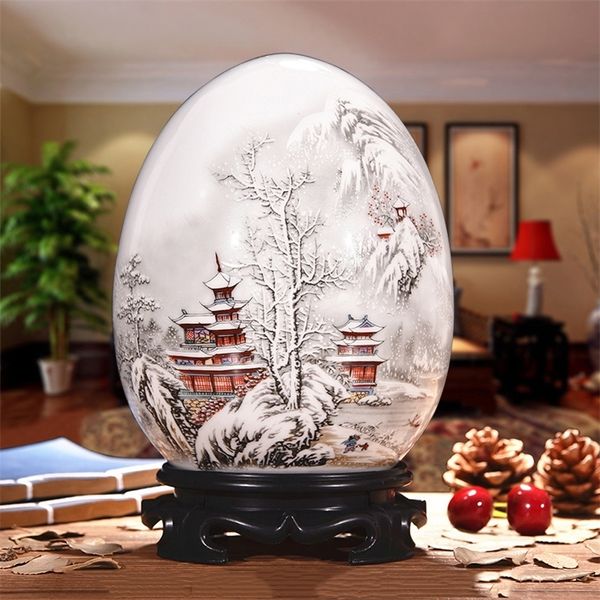 Antique Jingdezhen Керамическая ваза Керамическая ваза с антикварной животным процветающим яйцом Современное украшение для дома Статья LJ201208