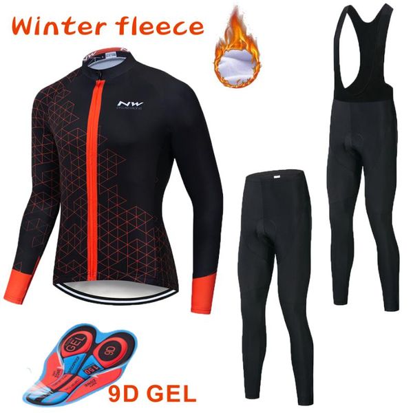 

northwave warm 2020 winter thermal fleece cycling clothes nw men's jersey suit outdoor riding bike mtb clothing bib pants set, Black;blue