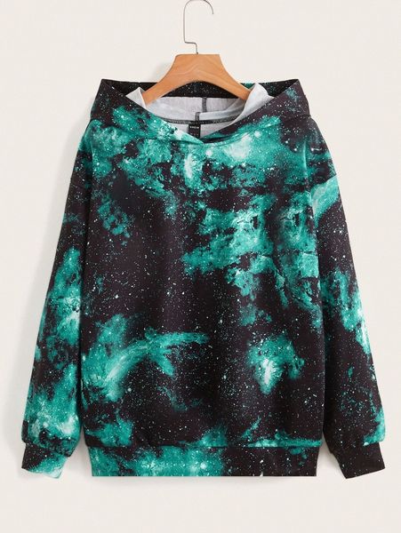 

drop shoulder tie dye hoodie v7l3#, White;black