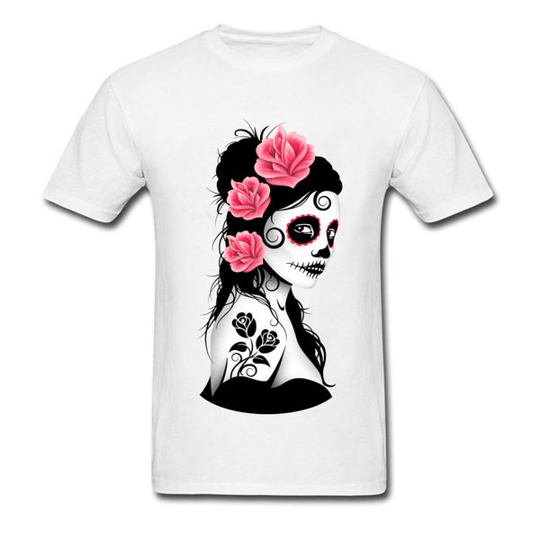 

day of the dead sugar skull girl with rose tattoo novelty camisa discount for men big tall hoodie designers t shirts sweatshirt