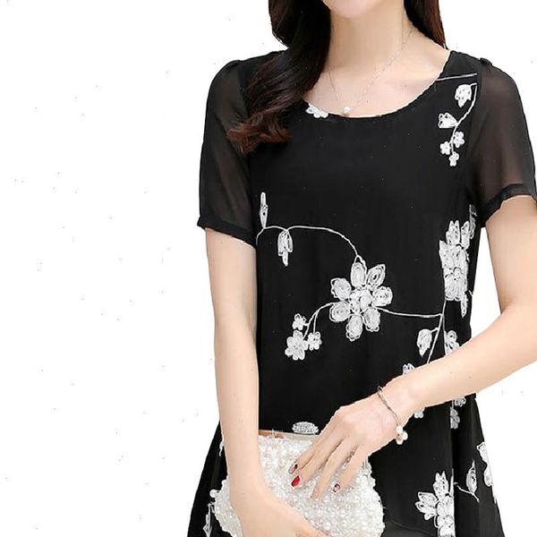 

summer for women summer chiffon blouses vintage embroidery plus size ~3xl casual lady shirt tunics blusa feminina, White
