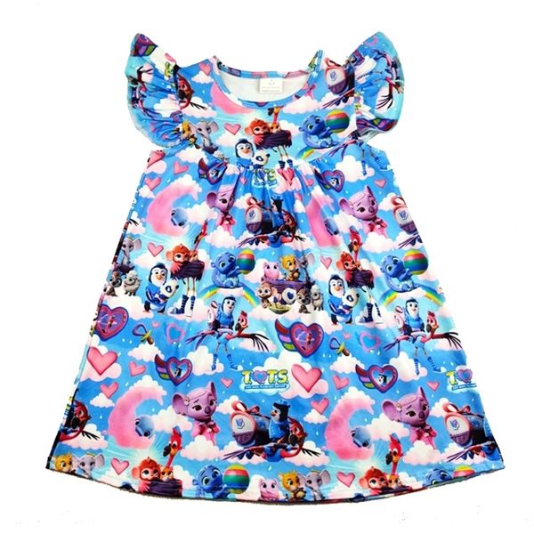 

2020 new arrivals valentine's day girls dress pink heart and animals printed baby girls spring/summer clothes flutter milksilk t200624, Red;yellow
