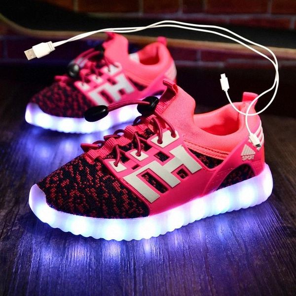 

size 26-37 kids led sneaker boys shoes usb charging children shoes with light up luminous girls glowing sneakers school #ke3o