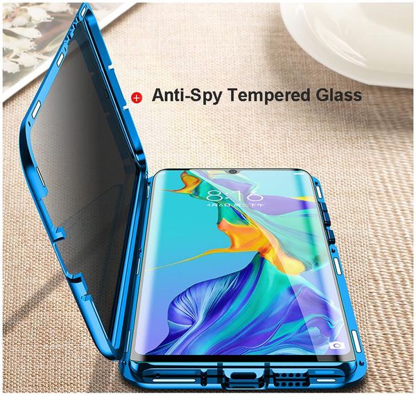 

privacy anti-peeping magnetic case for huawei p30 p40 pro double sided tempered glass case for huawei p40 lite e p sma jllrqe