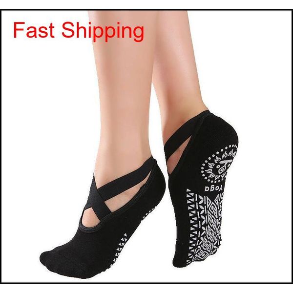 

10pairs women bandage yoga socks anti-slip quick-dry damping pilates ballet socks good grip for men&women cotton socks y0xwk, Black