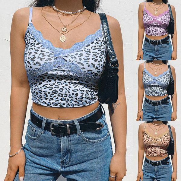 

women's tanks & camis khaki leopard strap crop thin-belt blouse vest v-neck club party tank for women summer sleeveless mantea, White