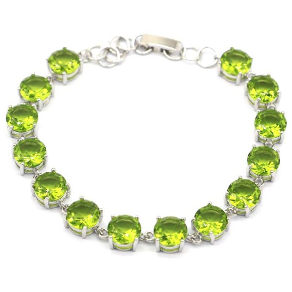 

12x8mm deluxe 13.5g green peridot smokey z women daily wear silver bracelet 6-8.0inch, Black