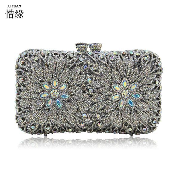 

women evening bags luxury crystal clutch female clutches wedding bag ladies party purse with long chain purse gold/silver/red