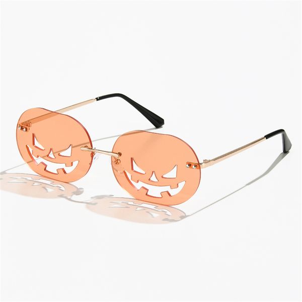 

2021 latestlongkeeper rimless pumpkin sunglasses men alloy women hollow sun glasses female halloween punk shade luxury oculos de sol new
