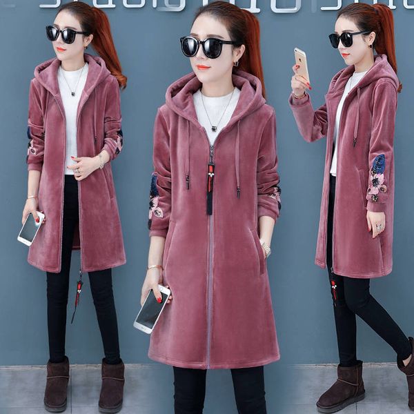 

winter fall 2020 of corduroy jacket long women's with hoodie jackets outerwear female thick dress loose fitting hoodies zfsm, Black;brown