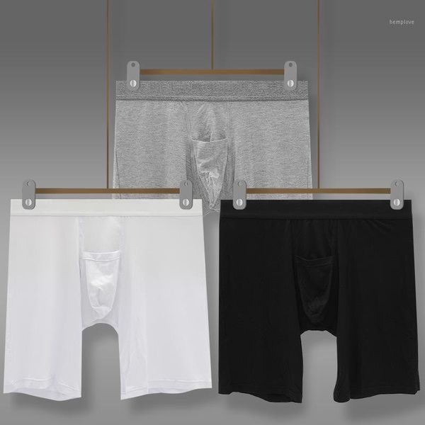 

mens underwear modal long mens boxers loose solid color mid-waist1, Black;white